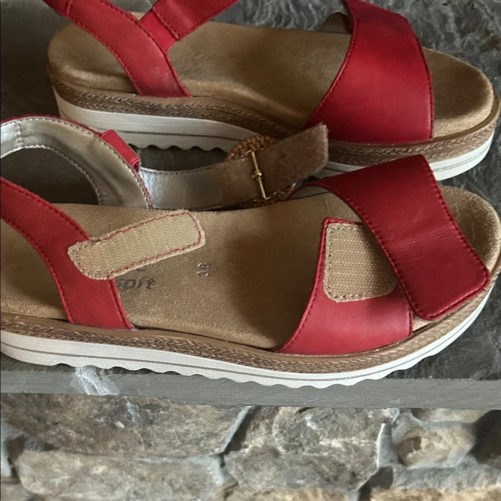 Remonte - Orange Women's Sandals with Tan Accents - Picture 6 of 7